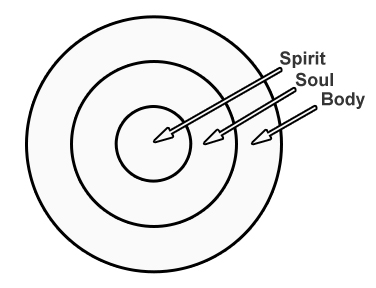 Three concentric circles representing spirit, soul, and body (from the small to large)